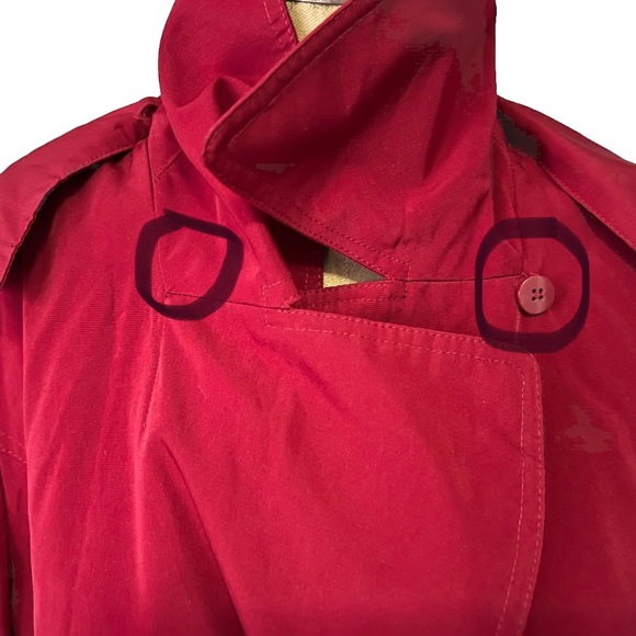 Avanti Belted Double Lapel Red Trench Coat M - Picture 11 of 11